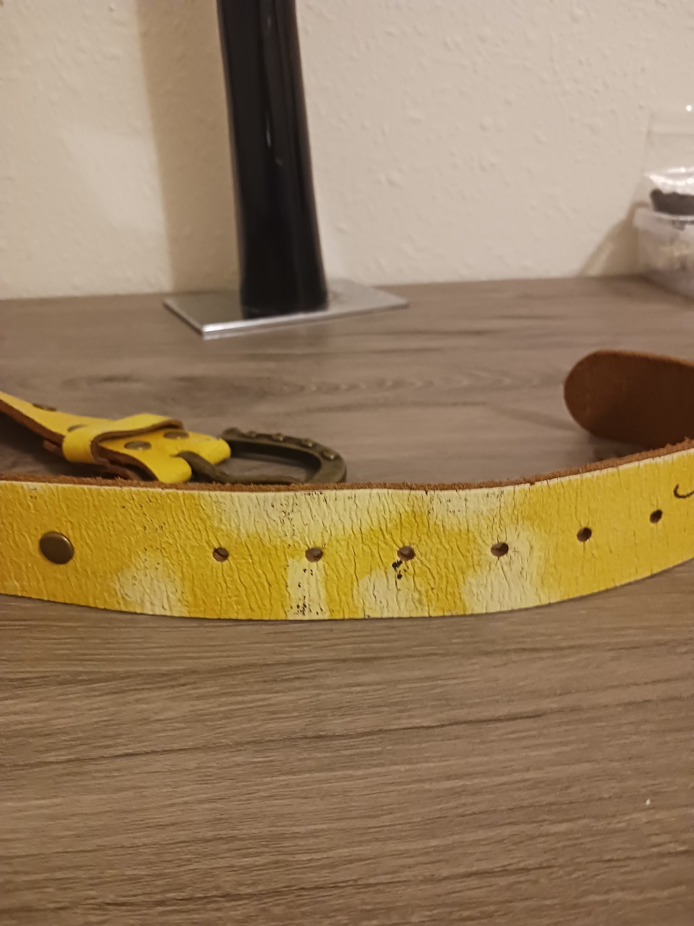 Ed Hardy YellowLeather Belt with Multicolor Rose /Panther Design - Picture 5 of 8